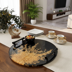 Wood-Resin Tray Luxury Dining <b>Table</b> Home Decor Food Surf Tray Kitchen GiftRamadanDiwali Wedding Modern Design Shape Lightweight - Product Image 3