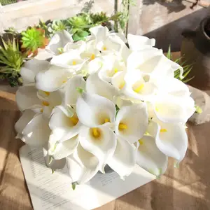 Hot Selling Cheap Calla Lily Artificial Flowers Bouquet Mini PU Real Touch For Wedding Party Home Decoration Table Center Piece