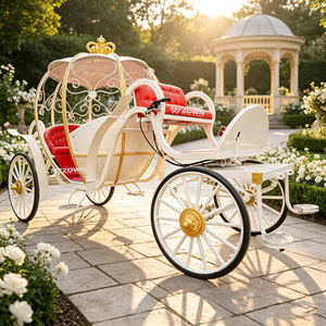 Chariot électrique Citrouille de Cendrillon, chariot royal de princesse, avec éclairage, frein hydraulique et suspension automobile en acier à ressorts, pour parc - Product Image 1
