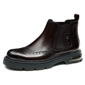 Nuevos botines de cuero genuino para hombre, lavables, con suela Goodyear, estilo retro, Amekaki, calzado de trabajo con cordones. - Product Image 1