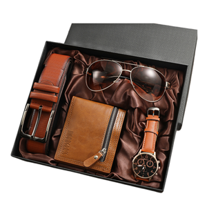 Regalo di san valentino portafogli squisiti scatola orologio + portafoglio + cintura + occhiali set portafoglio da <span class=keywords><strong>uomo</strong></span> combinato 4 pezzi - Product Image 3