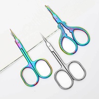 Ciseaux à cuticules professionnels en acier inoxydable courbés ZHI JIA, couleur argent arc-en-ciel, lavables, pour manucure