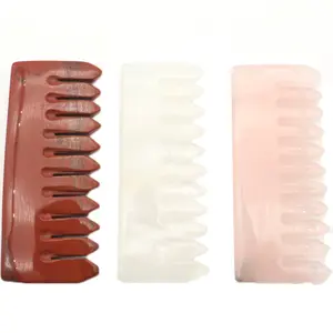 Hand made massage comb natural crystal comb clear quartz rose quartz red jasper crystal hair combs