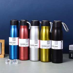 <b>Large</b> Capacity Double-Layer Vacuum Insulated Drawstring <b>Cup</b> Portable Outdoor Sports Water Bottle Fashionable Knight Design Metal - Product Image 1