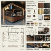 Comptoir de café de luxe pour centre commercial, kiosque de café, conception complète de magasin pour les cafés de détail, intérieurs de café, comptoir à café
