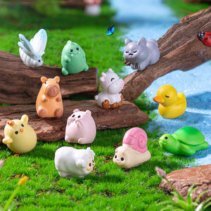 Figurines miniatures d'animaux en résine mignonnes, décorations de paysage, petits canards, capybaras, flamants roses, tortues, ornements, accessoires DIY - Product Image 3