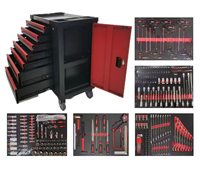 Gabinete de Herramientas con Juego de 283 Piezas para Mecánicos, Personalizable OEM, para Taller o Garaje, Resistente, Móvil, de Acero CR-V con 7 Cajones, 77x46x96cm, 55kg