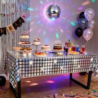 Nappe jetable en PE à motif laser disco, nappe holographique à grille pour fournitures de fête rétro