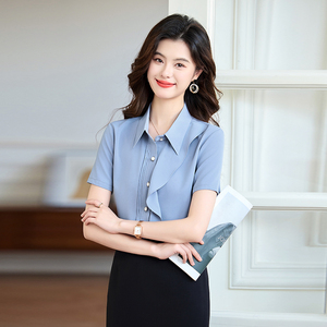 Profession elle Anti-Falten-Satin bluse für Frauen Einfarbige Business-Arbeits kleidung XL-Größe für Büro-Freizeit-Plain Dyed - Product Image 5