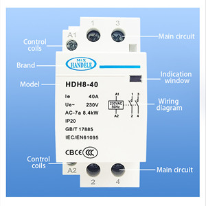 Contactor Modular <span class=keywords><strong>de</strong></span> CA HANDELE HDH8-40 2P 40A 1P, Contacto <span class=keywords><strong>de</strong></span> Riel DIN Plateado, Voltaje <span class=keywords><strong>de</strong></span> Control 220/240V - Product Image 3