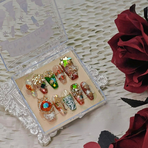 Hecho a mano 2024 <span class=keywords><strong>invierno</strong></span> Navidad decoración más vendida festivo acrílico prensa <span class=keywords><strong>uñas</strong></span> arte estilo francés corto 3D ABS venta al por mayor largo - Product Image 5