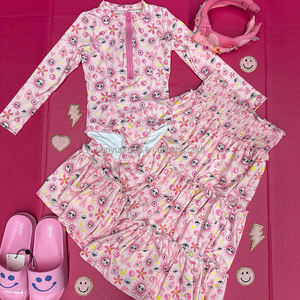 Venta al por Mayor de Trajes de Baño 2026, Bikinis, Tankinis, Cubiertas, Conjuntos de Una Pieza y Pantalones Cortos con Estampado Floral Rosa para Niñas, Trajes de Baño Personalizados con Lazo para Niñas y Adolescentes - Product Image 3