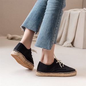 <span class=keywords><strong>Alpargatas</strong></span> de <span class=keywords><strong>Mujer</strong></span> Modernas con Cordones y Punta Cerrada, Tejidas en Yute, con Suela Gruesa, Calzado Diario Antideslizante, Minimalista e Informal - Product Image 6