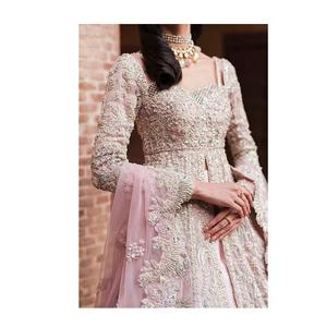 Lehenga Choli hecho a mano de alta calidad para mujer, vestido de red de seda bordado para ropa de fiesta de boda, atuendo tradicional con estampado a mano - Product Image 1