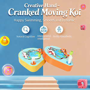 AJB Jeu de pêche à manivelle pour enfants, jeu de <span class=keywords><strong>puzzle</strong></span> de bureau, jeu de bassin de pêche mécanique rotatif, jeu de société interactif de poursuite de poissons anti-stress - Product Image 4