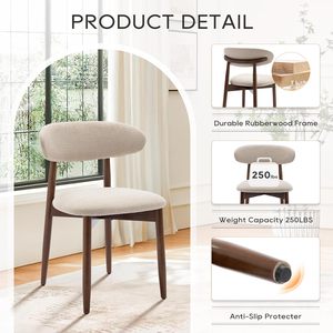 Modern Farmhouse 2-Piece Beige Fabric Dining Room <strong>Chair</strong> Set <strong>Pine</strong> Foot Pegs Upholstered <strong>Kitchen</strong> Side <strong>Chairs</strong> for Hotel Home - Product Image 5