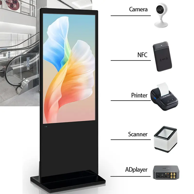 70/75/80/86 Inch Full Screen Digital Signage And Display Floor Standing Advertising Display Standing Player Kiosk Touch Screen