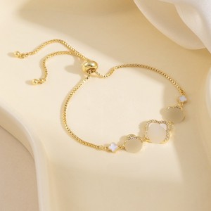Bracelet en zircon à motif floral géométrique, réglable, bijoux pour femmes, cadeau, or et argent - Product Image 3