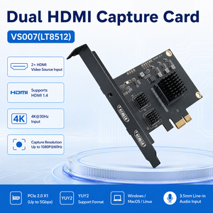 การ์ดจับภาพวิดีโอแบบสองช่อง PCIe ช่อง HDMI ช่อง2พอร์ต4K อินพุต HDMI ช่อง1080P 60Hz แผ่นภายในสำหรับ PC <span class=keywords><strong>MAC</strong></span> - Product Image 3