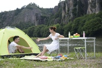 HISPEED Accessoires de camping en plein air Ensemble de chaise et de table de camping en MDF pour pique-nique, dîner, fête, voyage, table pliable