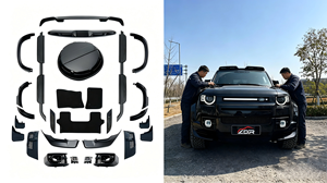 Kit carrosserie urbain noir brillant en ABS pour Land Rover Defender 110 à 2025 Série U, ailes avant, cache-roue, pare-chocs avant, logos urbains - Product Image 6