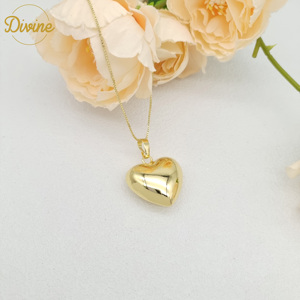 Affascinante grande cuore collana solido superficie liscia amore a forma di ciondolo gioielli a catena per donna uomo - Product Image 6