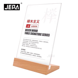 Porte-<span class=keywords><strong>menu</strong></span> en acrylique horizontal et vertical A4 A5 A6, <span class=keywords><strong>support</strong></span> de <span class=keywords><strong>table</strong></span> avec base en bois de hêtre pour café, restaurant, usage en salle à manger - Product Image 4