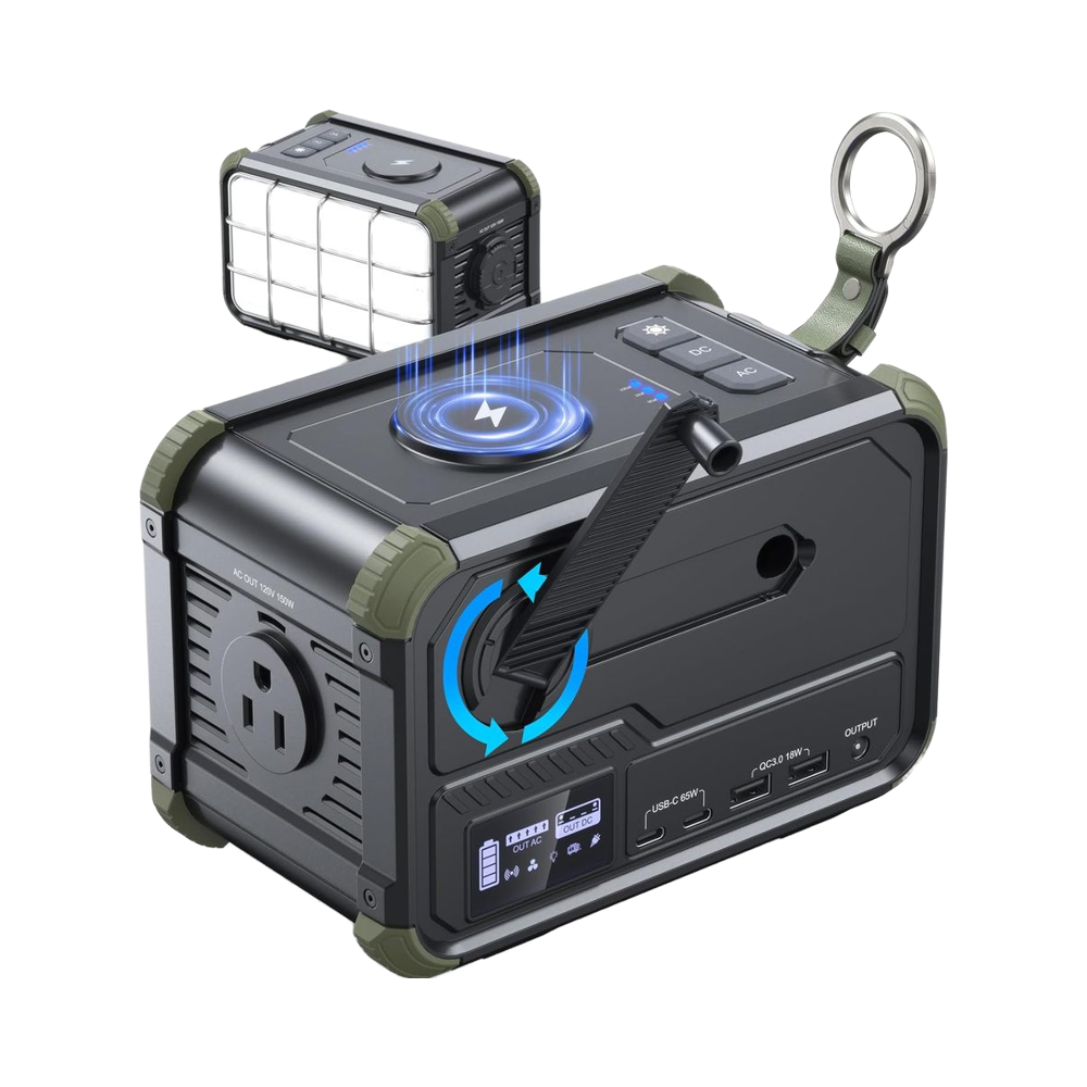 150W Portable Power Station Small Solar Generator Hand Crank 120V MPPT Pure  Sine Wave Lithium Ion Power Bank Wireless Charging| Alibaba.com