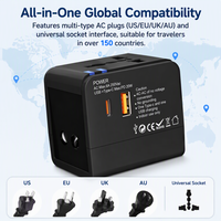 Plusalittle Adaptor Perjalanan Universal Pengisi Daya Dinding 20W PD Tipe C USB Pengisian Cepat Semua dalam Satu Stopkontak Listrik