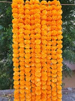 Karangan Bunga Marigold Kuning Gaya India untuk Pernikahan, Karangan Bunga Marigold Buatan untuk Dekorasi