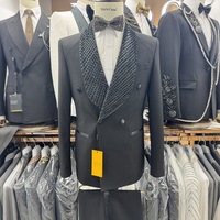 Costume de Mariage Homme Grande Taille Fait Main Sur Mesure 2 Pièces (Veste et Pantalon) Anti-Plis, Simple Boutonnage, Idéal Soirée Formelle et Affaires
