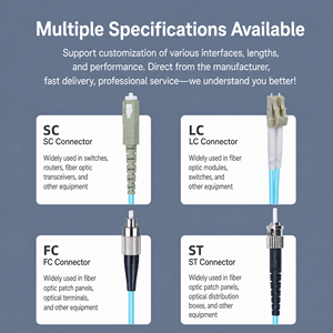 Cable de Fibra Óptica OM3 de Larga <span class=keywords><strong>Distancia</strong></span> 10G, 20m 30m 50m, LC LC SC SC Dúplex Multimodo, Cable de Conexión Óptica Preterminado para Interiores - Product Image 3