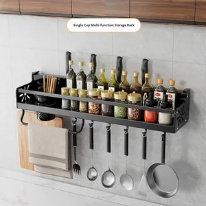 Organisateur de Cuisine Mural Multifonctionnel sans Perçage en Métal <span class=keywords><strong>avec</strong></span> <span class=keywords><strong>Ventouse</strong></span>, <span class=keywords><strong>Porte</strong></span>-Baguettes, Rangement pour Couteaux et Serviettes - Product Image 1