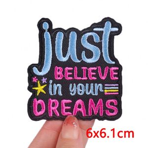 Wholesale Custom Embroidered Iron-On Patches with Saying Letters & Inspirational Designs Twill Fabric for Clothing <b>Hats</b> <b>Bags</b> - Product Image 5