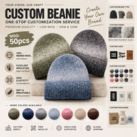 Gorro de punto cálido de mezcla de lana merino con logotipo personalizado al por mayor, gorro plegable con puño afelpado para patinaje