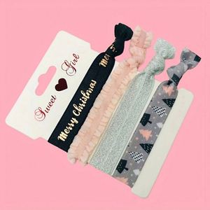 Pulsera de la serie Custom Logo con diseño de copo de nieve, alce y letras de Feliz Navidad, lazo para el pelo anudado, promocional - Product Image 6