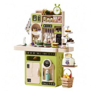 Table de cuisine pour enfants avec accessoires de cuisson, four, placard et armoire – Jouet d'imitation pour stimuler l'imagination et les loisirs intérieurs - Product Image 1