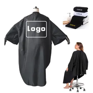 Custom Design Logo Black Coloring Hair Dresser Beauty Stylist Hairdressing Cutting Salon Hairdressing Cape With Sleeves