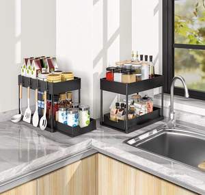 Organisateur de rangement sous l'évier écologique à 2 niveaux, tiroir, étagère, armoire, rangement sous l'évier, organisateur de cuisine - Product Image 3
