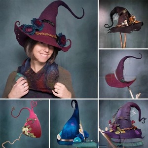 Sombrero <span class=keywords><strong>de</strong></span> bruja <span class=keywords><strong>de</strong></span> fieltro para Halloween, suministros <span class=keywords><strong>de</strong></span> diseño para fiestas, 2022 - Product Image 2