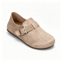 Maßgefertigte Damen-Slipper aus Wildleder mit Schnalle, Größe 35-41, Retro-Flachschuhe für Casual-Walking