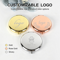 Miroir compact en métal gravé sur mesure avec grossissement double face, cadeau de maquillage de voyage de luxe pour demoiselles d'honneur et événements d'entreprise