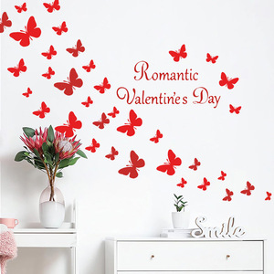 Adhesivos Decorativos para Ventanas del Día de San Valentín DAMAI, Adhesivo Decorativo de Pared con Mariposas Rojas, Decoración para Aniversario, Boda, Festividades - Product Image 2