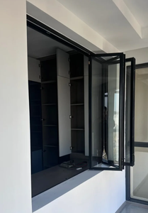 Fenêtre pliante en alliage d'aluminium avec verre trempé panoramique, fenêtre pliante en aluminium à découpe en pont, personnalisation - Product Image 6