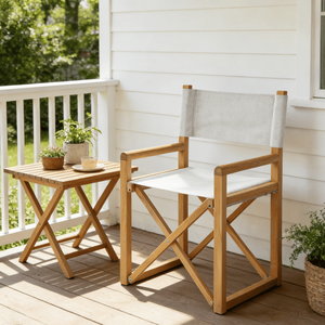 เก้าอี้ผู้กำกับแบบพับได้โครงไม้บีชสไตล์อินส์ พร้อมผ้าใบอ๊อกซ์ฟอร์ด เหมาะสำหรับการถ่ายภาพท่องเที่ยว ช่วงเช็คอินของอินฟลูเอนเซอร์ ที่พักตากอากาศริมชายฝั่ง - Product Image 1