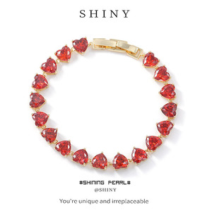 Heart Shape Zircon <b>Bracelet</b> For Women Gold <b>Red</b> Crystal Party Jewelry Fashion Accessory - Product Image 5
