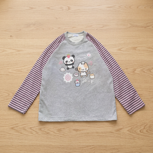 HOUZHOU Y2k Harajuku Kawaii Striped Hoodie Women Japanese Fashion <b>Patchwork</b> Cartoon Print Autumn 2023 New - Product Image 2