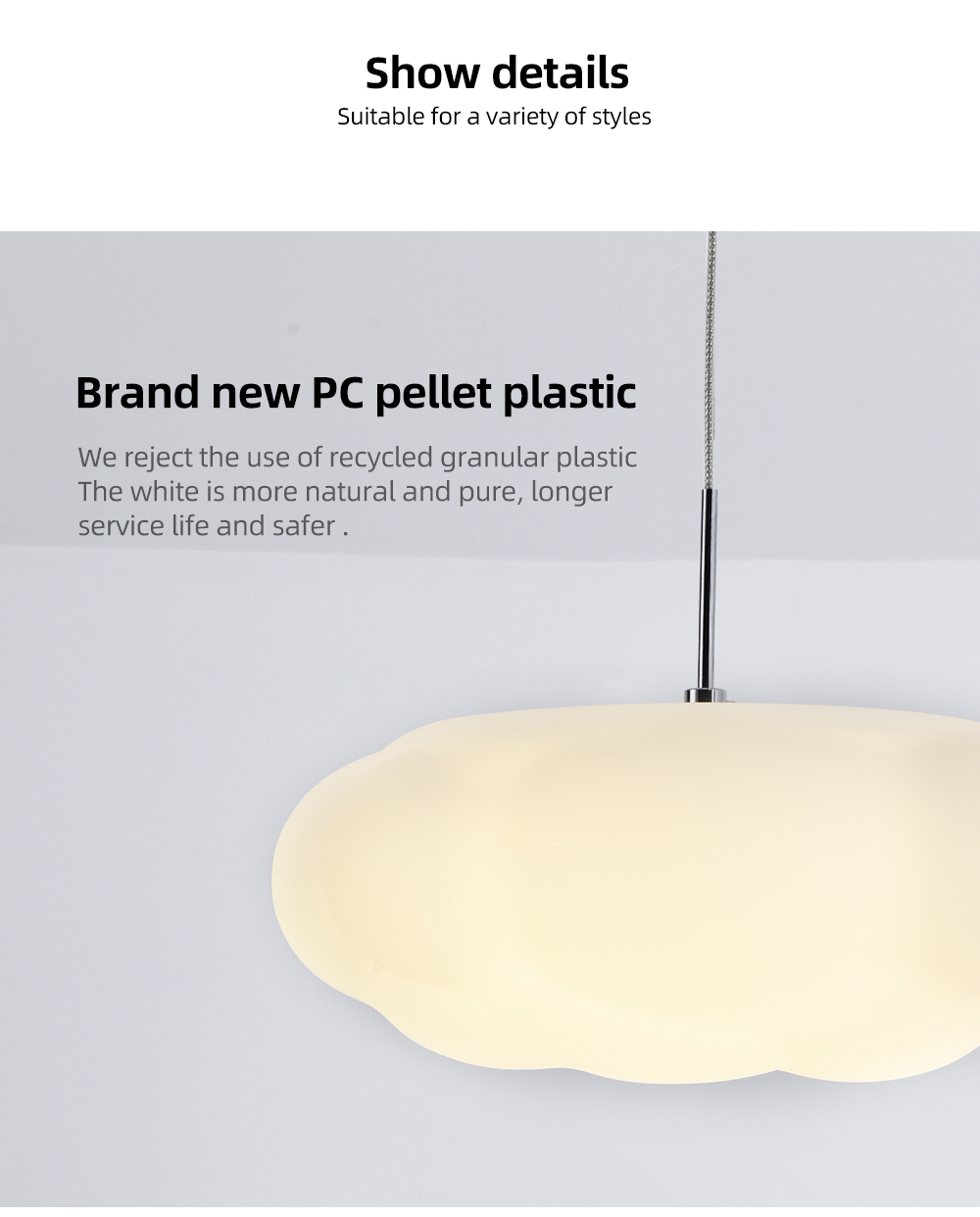 Hot Sell Creative Nordic Rgb Hanging Lamps Post-modern Contemporary Pendant Light White Cloud Chandelier