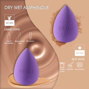 BEILI licuadora púrpura belleza logotipo personalizado maquillaje cosmético esponja látex sin olor resistente Etiqueta Privada Puff espoja maquillaje - Product Image 3