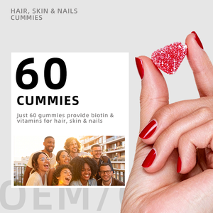 Biotin, C ve E Vitamini İçeren Saç, Cilt ve Tırnaklar İçin Sakızlar - Çilek Aromalı 60 Adet |   Yetişkin OEM/ODM Özel Etiket Toplu Tedarikçisi - Product Image 4